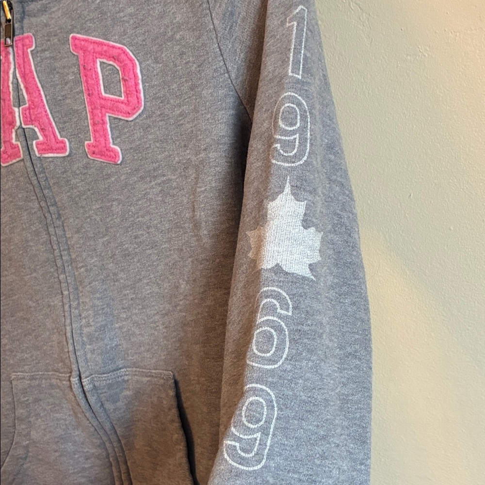 GAP Hoodie in Gray with Pink Lettering - Picture 3 of 3